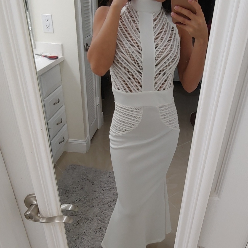 White Mesh Front Dress